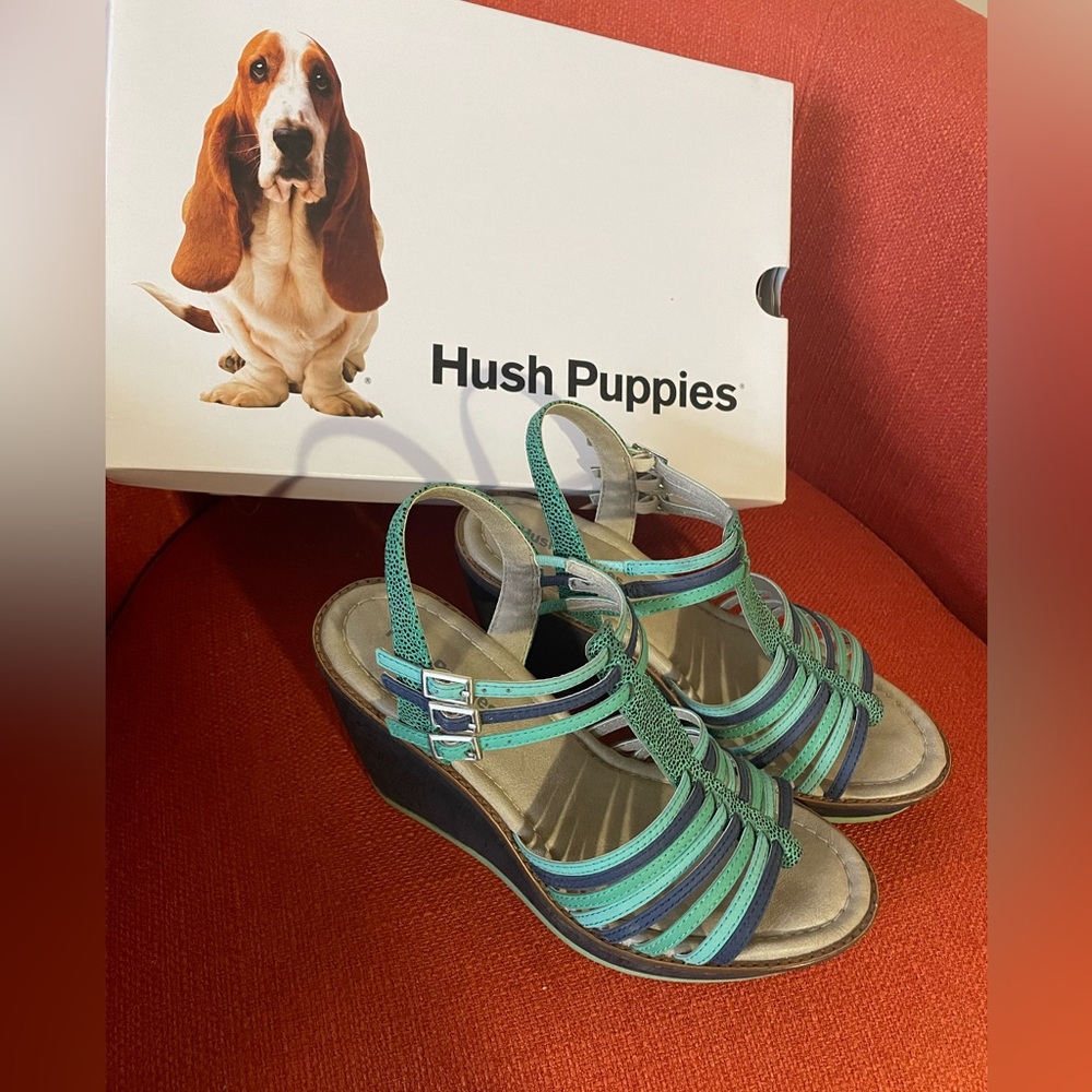Hush Puppies Green and Blue Strappy Sandals